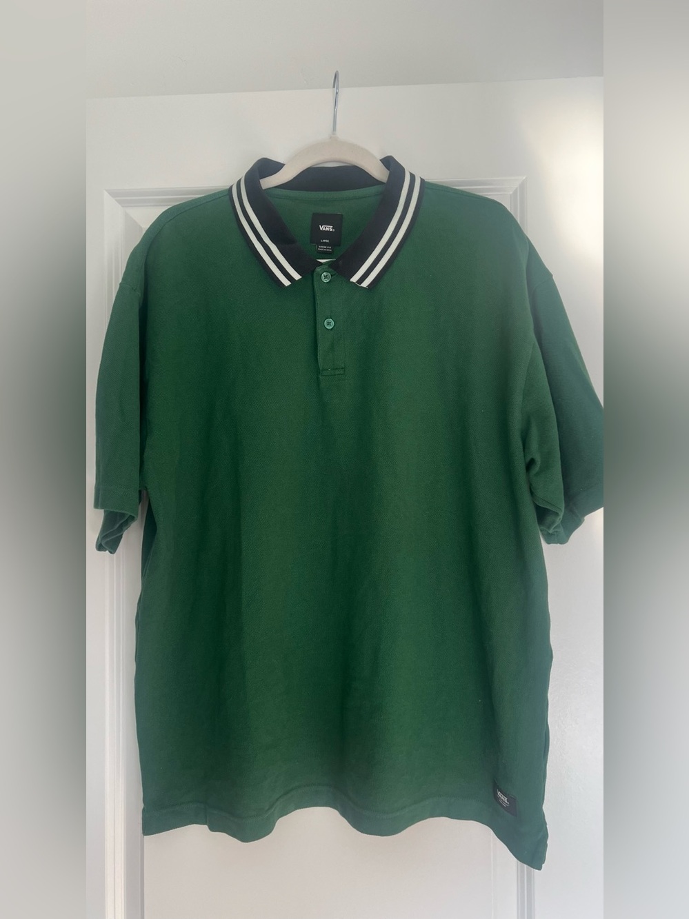 Vans Forest Green Polo with Black & White Trim, size L